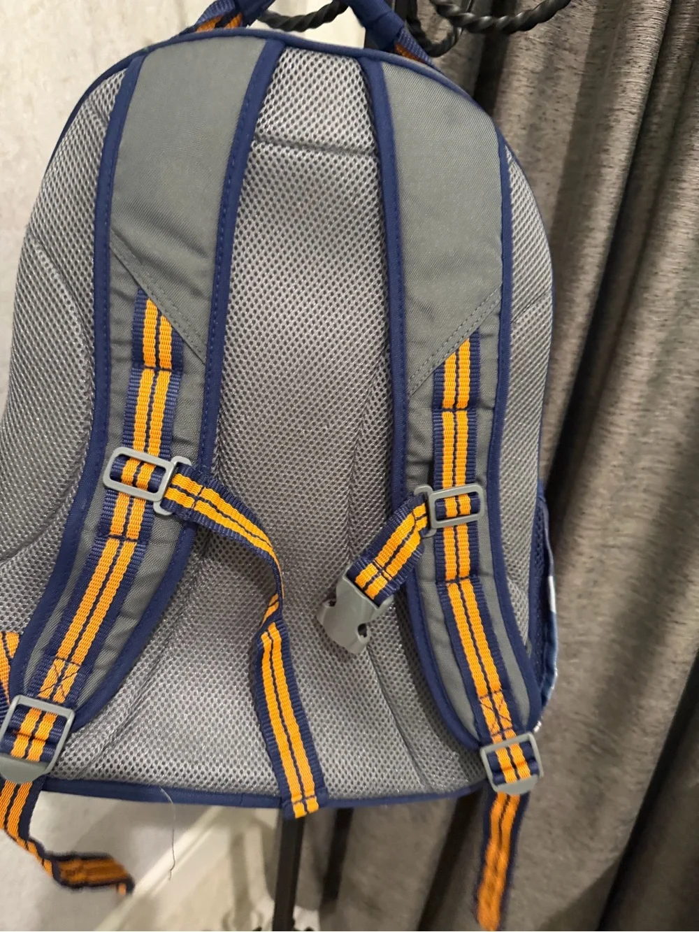 Pottery Barn Kids large Blue Camo Kids Backpack with Orange Trim. Used condition